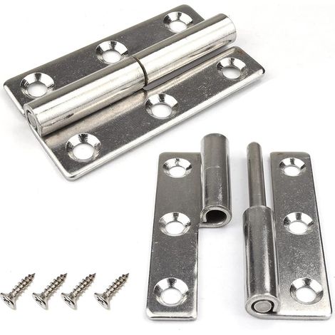 Lot de 4 charnières de porte à soulever - 6,3 cm - Robustes - Amovibles - En acier inoxydable 304 - Pour portes intérieures et extérieures(Droitier) (1/5)
