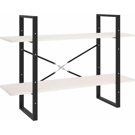 vidaXL Estantería 2 niveles madera maciza de pino blanco 100x30x70 cm (1/2)