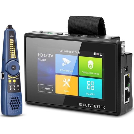 Testeur de vidéosurveillance 4 pouces, testeur de caméra IP de poignet Portable, testeur de vidéosurveillance 4K H.265 IP CVBS CVI TVI AHD, testeur de caméra analogique avec POE/IP(With wire tracker) (1/5)