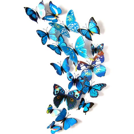 48 piezas de mariposas 3D decorativas para pared, pegatinas de mariposas (azul) (1/5)