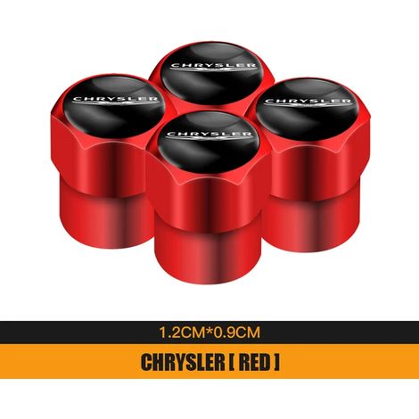 (Rouge B) 4 bouchons de valve de pneu en métal pour voiture, compatibles avec Chrysler 300c, PT Cruiser, Grand Voyager, Pacifica, Town Country, Crossfire et Sebring (1/5)