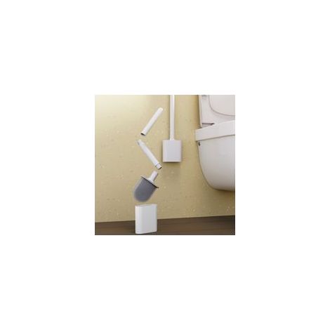 Brosse WC en silicone flexible – Support mural ou au sol – Poignée ergonomique antidérapante – Tête pliable pour nettoyage efficace (1/3)