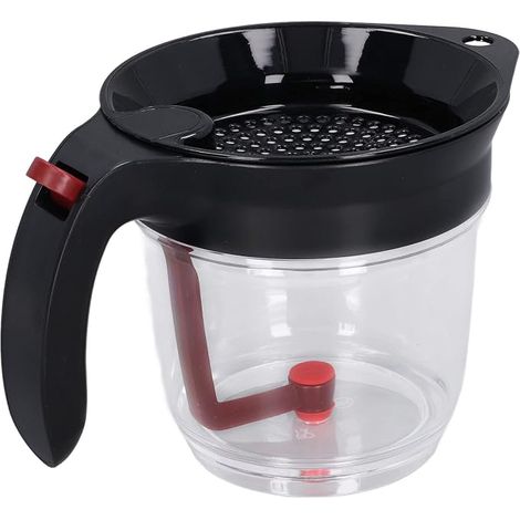 Séparateur de graisse de 1000 ml : élimine efficacement les graisses, filtre avec bouton rouge, séparateur de sauce portable adapté aux fluides chauds ou froids (1/4)