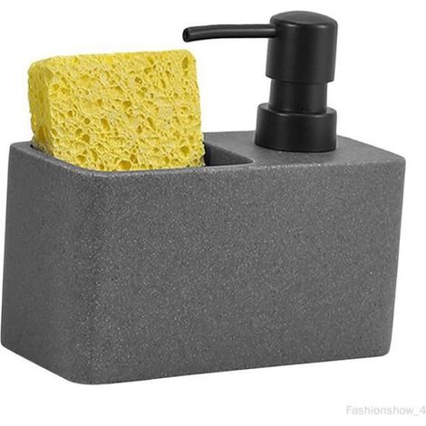 Distributeur de savon, porte-éponge Distributeur de savon liquide Accessoires de bouteille de pompe liquide Épurateurs, Gris (1/4)