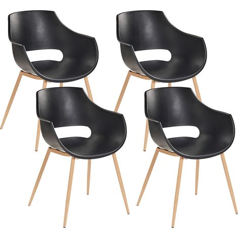 Set di 4 sedie da pranzo moderne minimaliste con seduta in plastica Nero Millers