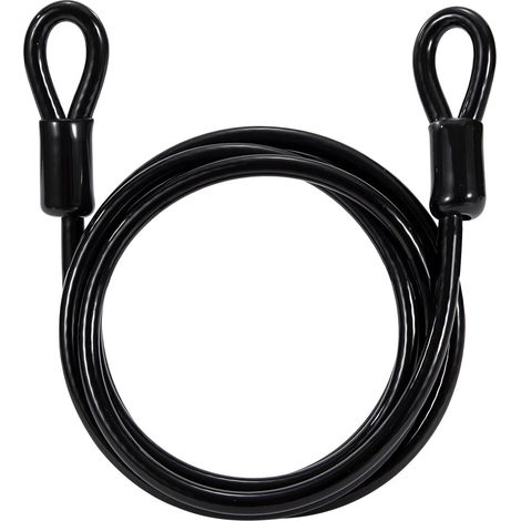1 Câble antivol, Acier galvanisé 6mm, Revêtement PVC noir, Longueur 1,8m, Pour vélo et bagages