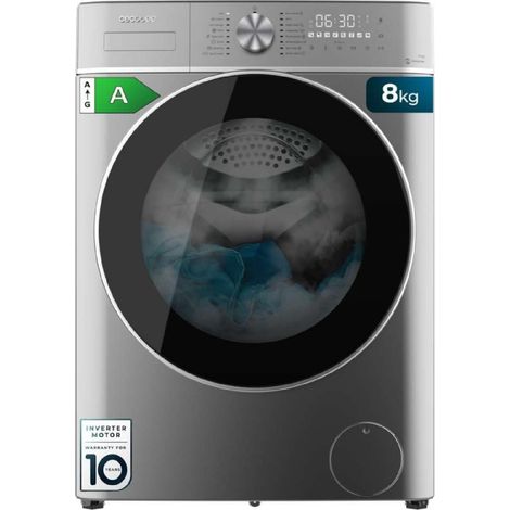 Cecotec Lave-linge 8Kg de Chargement frontal Bolero DressCode 8800 Inverter Steel A. 1400rpm, 2000W, 16 Programmes, Motor Inverter Plus, Faible consommation d'énergie, SteamMax, Chargement automatique (1/5)