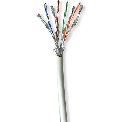 Network cable Roll CAT7 Fixed S/FTP Bare Copper 50.0 m Indoor Round LSZH Gray Gift box