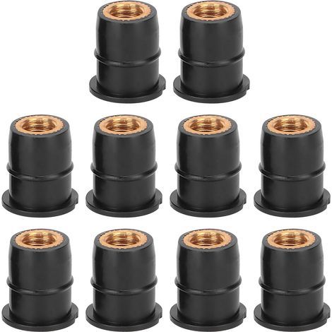 10 pièces bien écrou M6x0.8mm caoutchouc captif laiton pour moto ATV pare-brise corps (1/5)