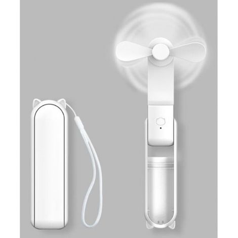 Ventilateur de Poche, Ventilateur à Main Portable, à Piles Rechargeables par USB [14-21 heures], Ventilateur Personnel Pliable et Silencieux Avec Autre batterie Externe, Lampe de Poche - Blanc (1/5)