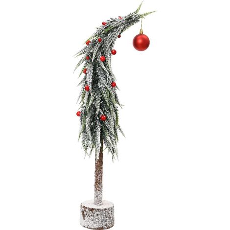 Weihnachtsdeko Mini-Tanne beschneit mit roten Kugeln Ø 12 cm Höhe 60 cm - FSC Mix 100%