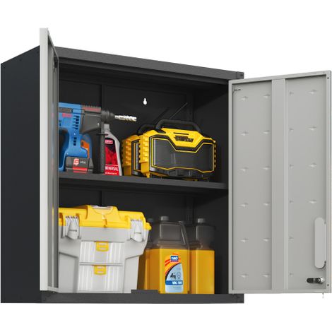 Armoire murale métal 77x75x30 cm porte verrouillée garage atelier bureau