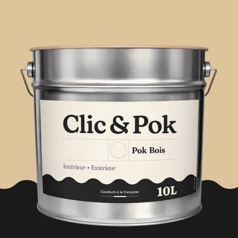 Peinture Bois Extérieur – POK BOIS - 10L - RAL 1014 - Ivoire- Résistante aux intempéries - Ne s'écaille pas