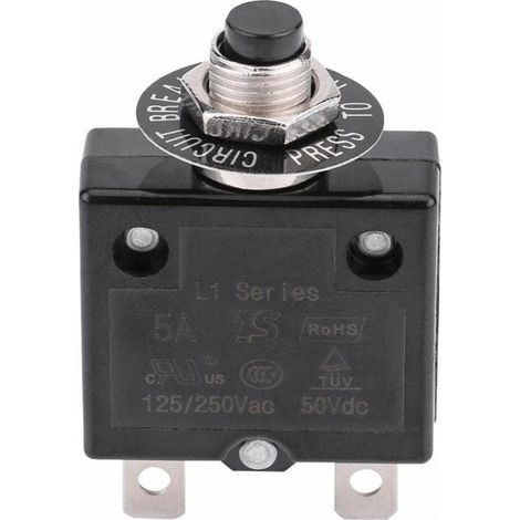 Disjoncteur 20A Interrupteur thermique de réinitialisation en option, 125-250V AC 50V DC Disjoncteur à bouton-poussoir de protection contre les surcharges de courant (1/5)