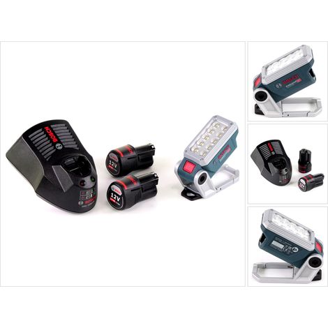 Bosch Akku Lampe GLI 12V-330 DeciLED + 2 x 3,0 Ah Akku + Ladegerät