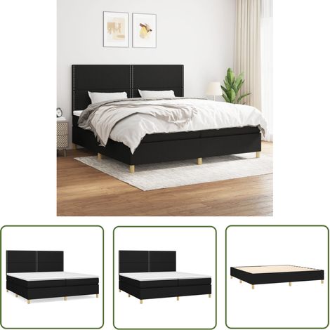 The Living Store Boxspringbett mit Matratze Schwarz 200x200 cm Stoff - Boxspringbett - Doppelbett - Schlafsystem - Bettrahmen - Matratze (1/5)