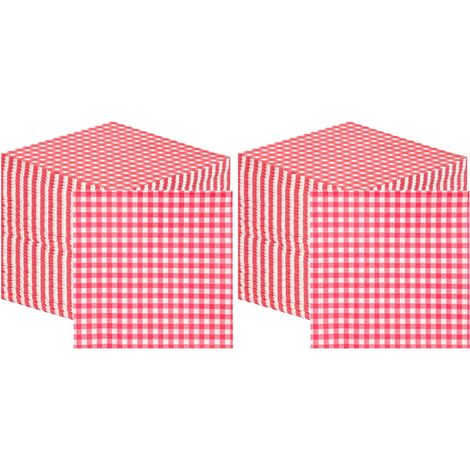 100 x Serviettes en papier à carreaux rouges doux en vrac, Noël, anniversaire, mariage, restauration, vaisselle, jetables, recyclables, fabriquées dans l'UE, 2 plis, 33 cm Lot de 2 (1/5)