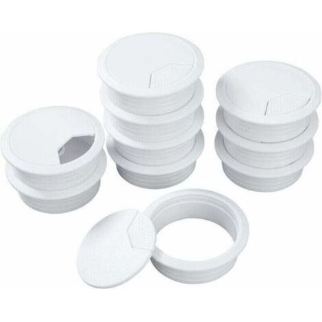 Fil de Câble de Bureau Blanc Passe-Câbles Cordon à Œillets en Plastique pour Ordinateur de Bureau Pc 60mm 10 Pièces,-Versailles