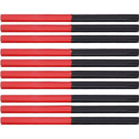 10 matite da carpentiere, matite di ricambio da 175 mm, matite esagonali in legno rosse e blu per piastrelle, legno, metallo, vetro, pelle e plastica