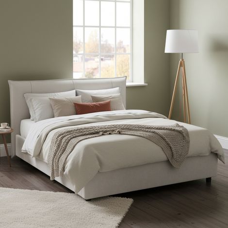 Talamo Italia Doppelbett Ilenia, Containerbett mit Stoffbespannung, 100% Made in Italy, Frontöffnung, inklusive Matratze 160 x 200 cm, Weiß (1/5)