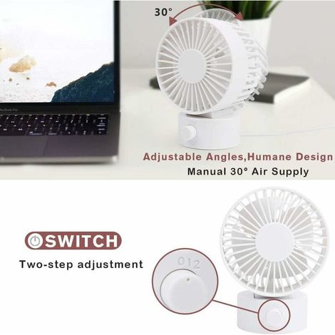 FOREHILL Ventilateur de table silencieux, ventilateur portable USB personnel pour bureau, maison, bureau et chambre - Blanc (1/4)