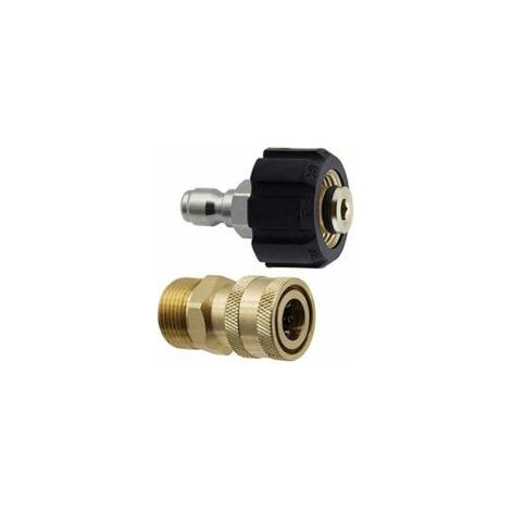 Ensemble d'adaptateurs pour nettoyeur haute pression – M22-14 pivotant 6,35 mm – Raccords rapides mâles 1/4' – Acier inoxydable et laiton (1/4)