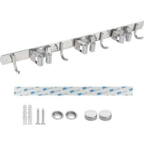 [JAMAIS UTILISÉ] Porte Balai Mural, Acier Inoxydable, Porte Balai Adhésif avec Crochet, Armoire à Balai Multifonctionnelle pour Cuisine, Jardin, Salle de Bains, Garage, Balcon, Bureau (1/4)