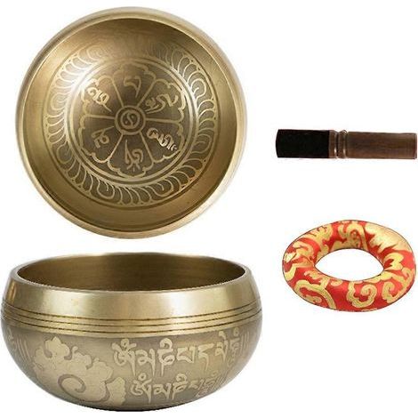 Bol chantant tibétain pour Yoga, Méditation, Guérison sonore, Massage sonore relaxant, bol de guérison spirituel, instrument de relaxation profonde, bien-être sonore.