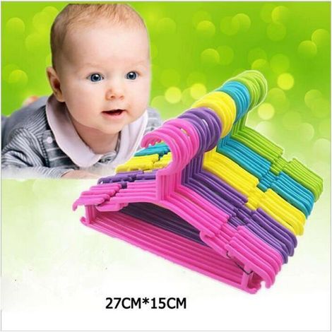 Lot de 50 cintres en Plastique pour Enfant Rose Violet Jaune Vert Bleu (1/5)