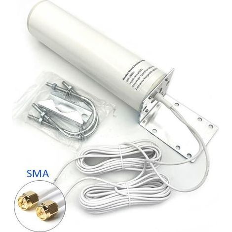 Antenna esterna 4G/5G con connettore SMA maschio, 698-3800 MHz, 28 dBi, SMA, connettore Onmi maschio, cilindro esterno per router Wi-Fi.