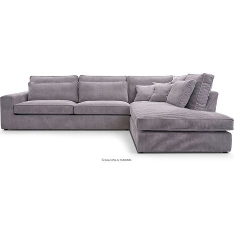 KONSIMO IMPERA Gemütliches Ecksofa 4/5 Sitzer rechts aus Cordbezug, grau (1/5)