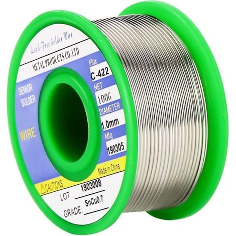 Solder Wire, 1.0mm Soldering Wire, Lead-Free Solder Wire Sn 99.3% Cu 0.7% with Rosin Core, for Electric Soldering (100g)