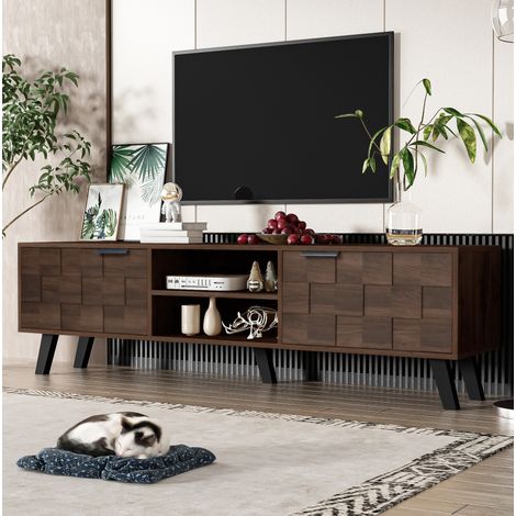 TV Möbel Sideboard 160 cm Holz mit Türen Fächer HAVRYA (1/5)