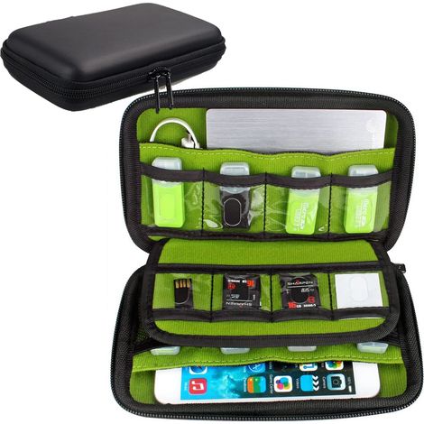 Étui étanche pour cartes mémoire, conçu pour les disques durs externes, les clés USB et les batteries externes. Idéal pour les voyages. (1/5)