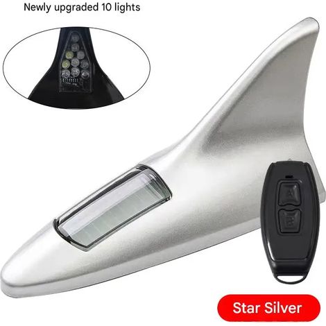 Lumière Avertissement 10 LED Solaire Antenne Aileron Requin avec Capteur Intelligent et Mode Clignotant Lampe de Étanche pour Voiture (1/5)