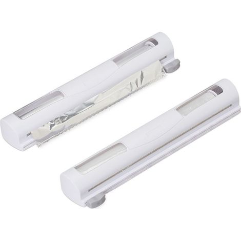 Distributeur film alimentaire x2 Découpe lisse avec curseur Fenêtre de visualisation Dimensions H5xL37xP8 cm Blanc (1/5)