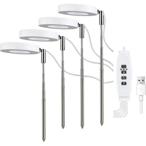 Einziehbare Pflanzenlampe für Zimmerpflanzen – 8,9 cm, vier Köpfe, rotes und blaues Licht