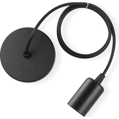 Black E27 Hanging Lamp, Cable Pendant Light, Hanging Metal Accessories, Adjustable Cable 100 cm for Cafe Shop Bedroom Bar (1 Piece) (1/5)