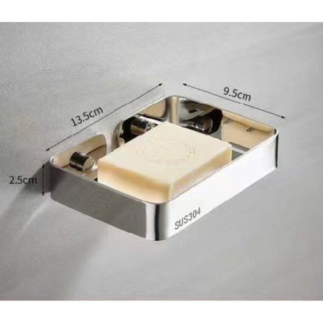 Porte-Savon Murale - Acier Inoxydable - 13,5 x 9,5 cm - Bac Égouttement - Salle De Bain - 1 Pièce (1/4)