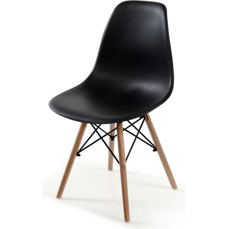 Set 4 sedie nere con seduta in plastica cm 51x47x83h