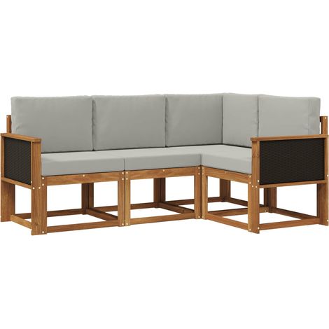 Conjunto de sofás de exterior 4 uds. Natural y Gris Claro vidaXL (1/5)