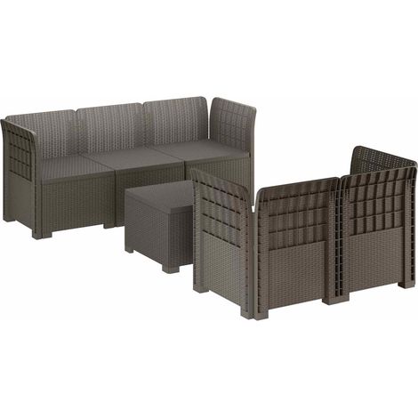5-Seater Garden Sofa Rattan Look PP Light Grey vidaXL (1/5)