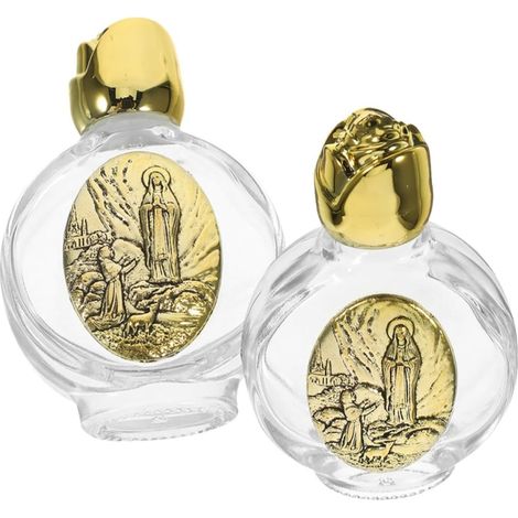 2pièces Bouteille Eau Bénite Verre Gravé Contenant Réutilisable Décoratif avec Motif Rose Petit Flacon Portable pour Eau Sainte Cadeau Religieux (1/5)