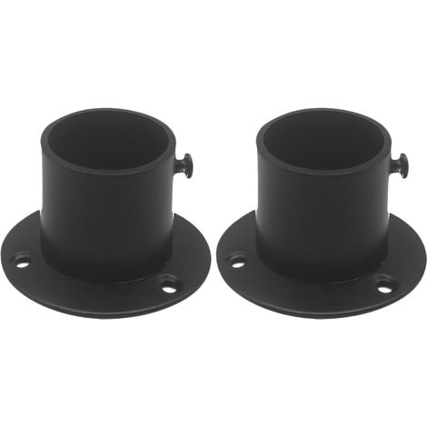 Mikikit Lot de 2 supports de rideau de douche en acier inoxydable 304 avec embouts de tringle à bride noire pour une installation facile (1/5)