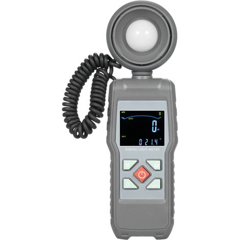Luxmètre numérique portable avec mesure de la température ambiante, plage de mesure jusqu'à 200 000 lux, écran LCD couleur numérique et tête photosensible rotative à 360°. (1/5)