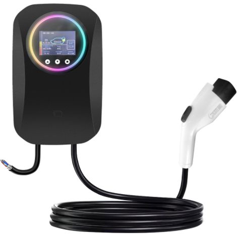 Chargeur Mural Colonne EV Type 2 Européen 7kW pour Voiture Électrique Écran LED 3.5 Pouces, Courant Réglable 8A-32A, Protection IP66/IP55, Câble 5m (36mm²), Matériau PC Ignifugé UL94V-0-KINZON (1/5)