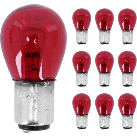 10 bombillas rojas de doble filamento BAY15D de 12 V y 21/5 W, iluminación universal, repuesto para bricolaje. (1/2)