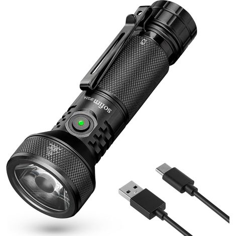 Lampe Torche LED Puissante 2100 LM, Longue Portée 697 m, Rechargeable USB-C, SFT40, IPX8 Étanche, Lampe Torche Tactique pour Camping, Randonnée, Pêche et Urgence (1/5)