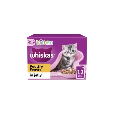 Whiskas Kitten Poultry Feasts Wet Cat Food Pouches in Jelly - 85g - 811951