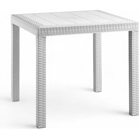 Tavolo componibile in resina effetto rattan 90x90xH72 cm Latir - Bianco (1/2)